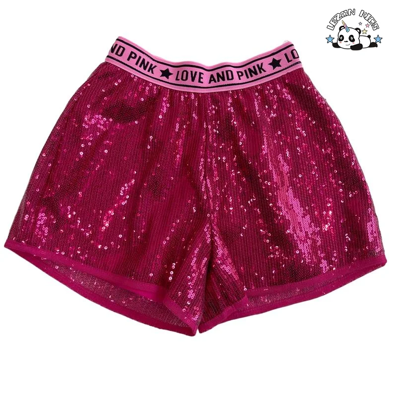 LEZONKIDS - Good Quality Kids Summer Sequin Shorts Toddler Party Pants Girls Shorts for 3 to 8T